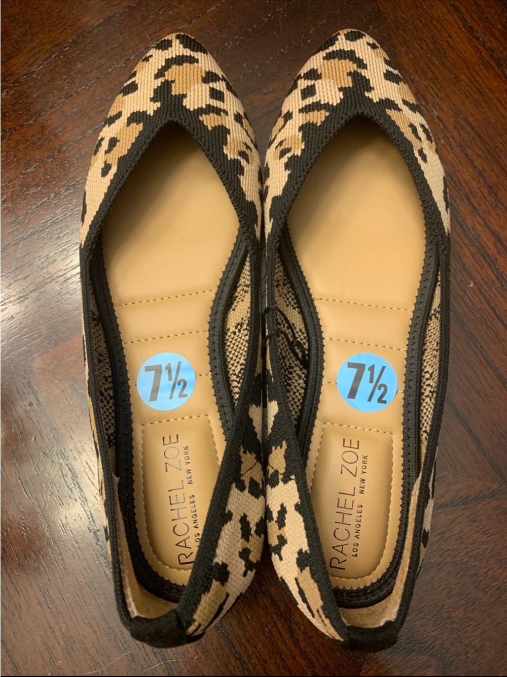 Rachel Zoe Leopard-Print Pointed Knit Flats 7 1/2